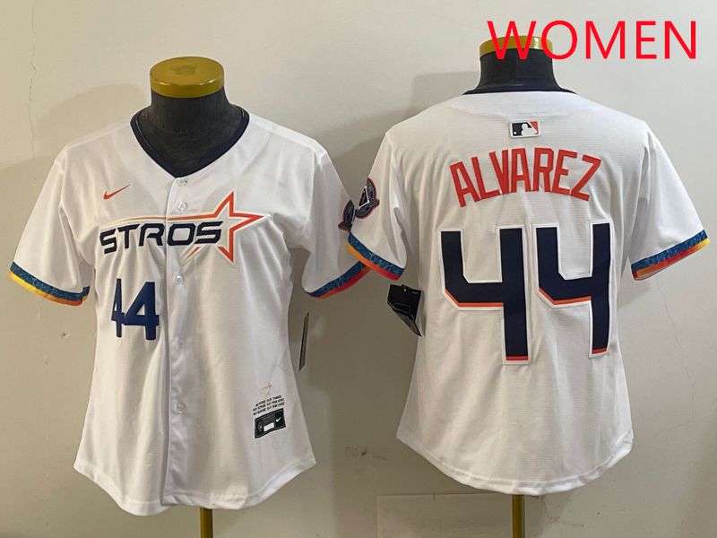 Women Houston Astros #44 Alvarez White Fourth generation Joint Name 2025 Nike MLB Jersey style 5